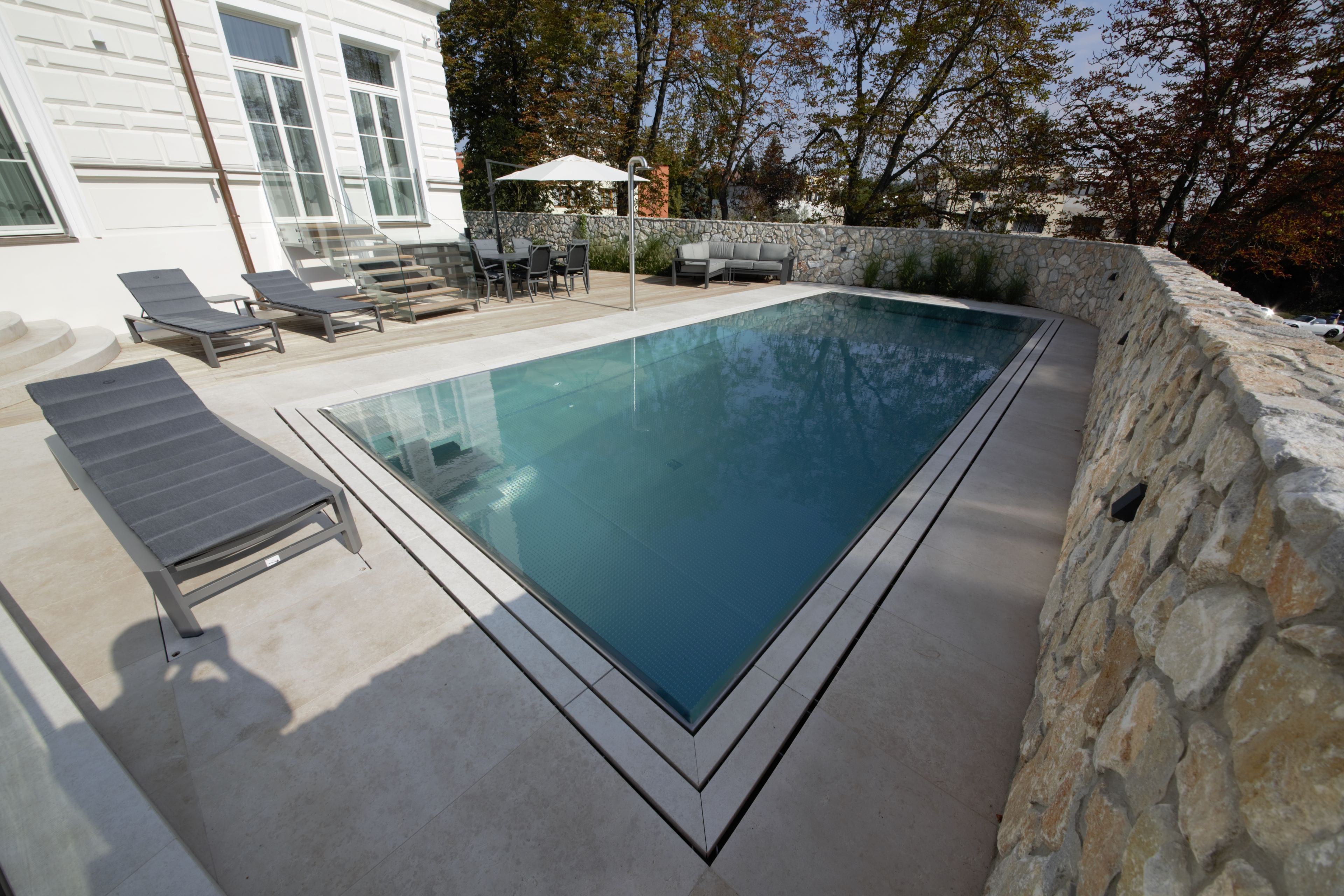 Outdoor Stainless-Steel Pool IMAGINOX with Hidden Overflow