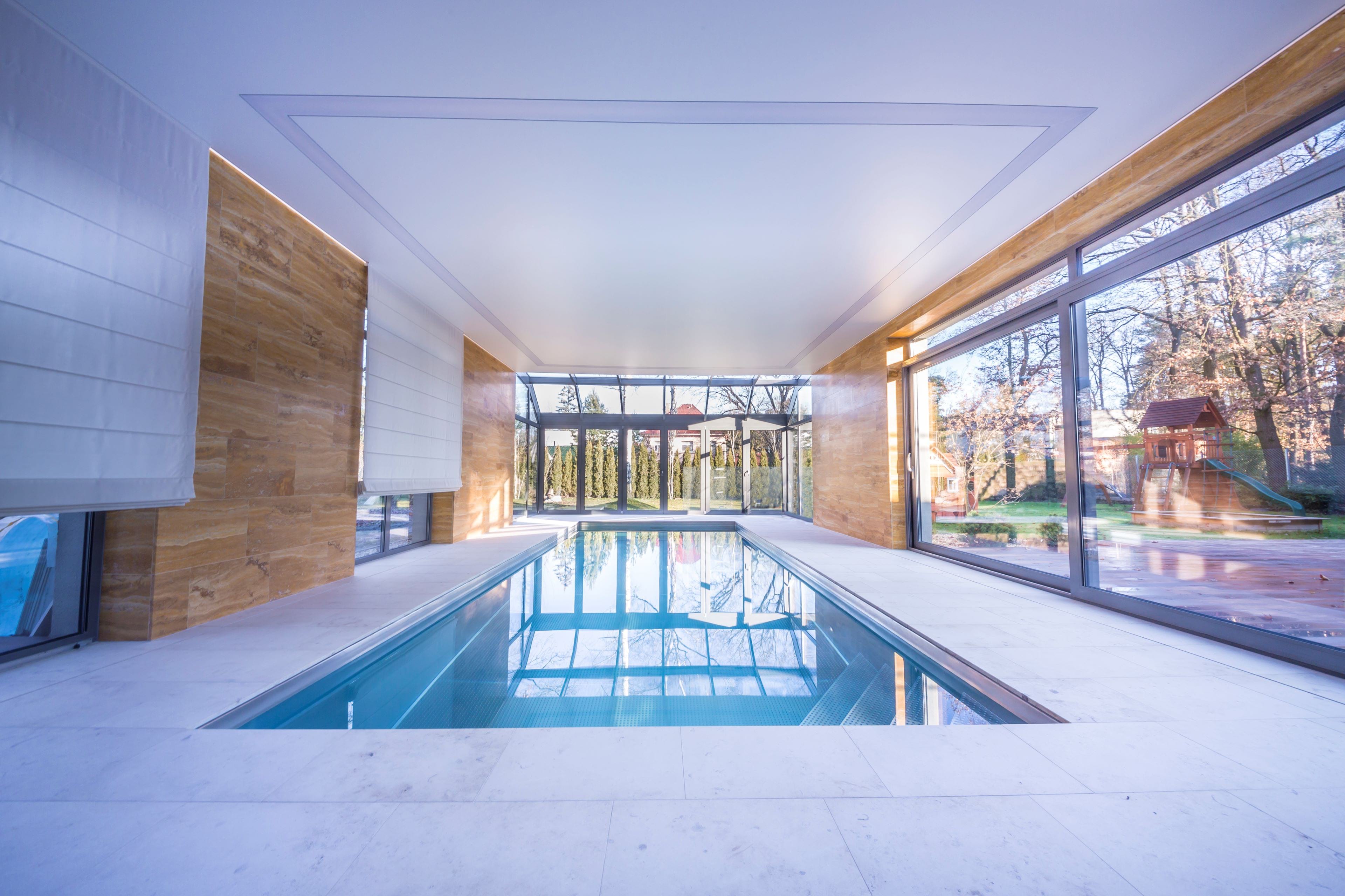 Private Stainless-Steel Skimmer pool in Indoor Wellness Area