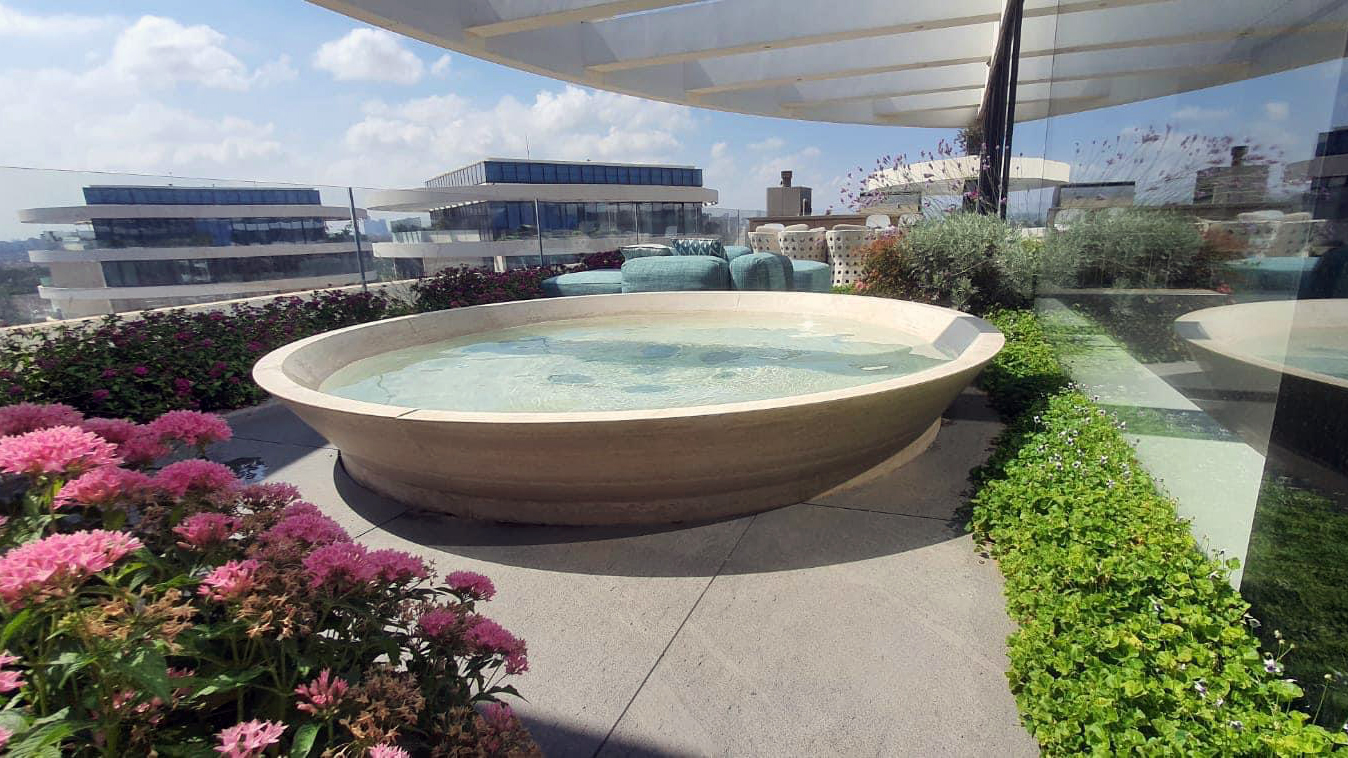 Unique stone whirlpool for luxury private terrace